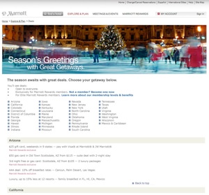 Marriott Hotel Specials landing page design